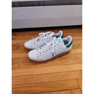 Adidas Stan Smith Mens Lace Up Round Toe Logo Sneakers White Green Size 7.5